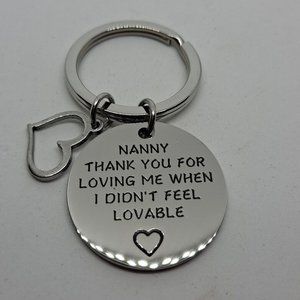 Keychain Nanny Heart Gift Love Inspirational Key Ring Silver